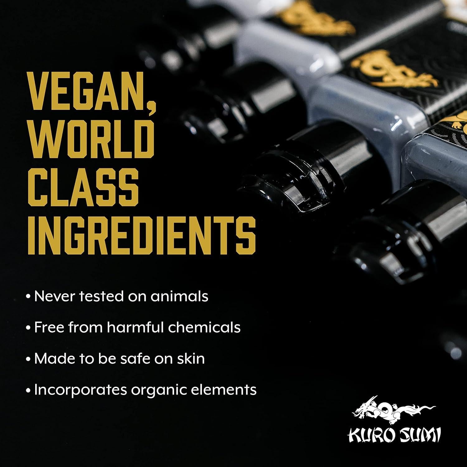 Tinta de Tatuaje Kuro Sumi 355 ml Negra Profesional Vegana