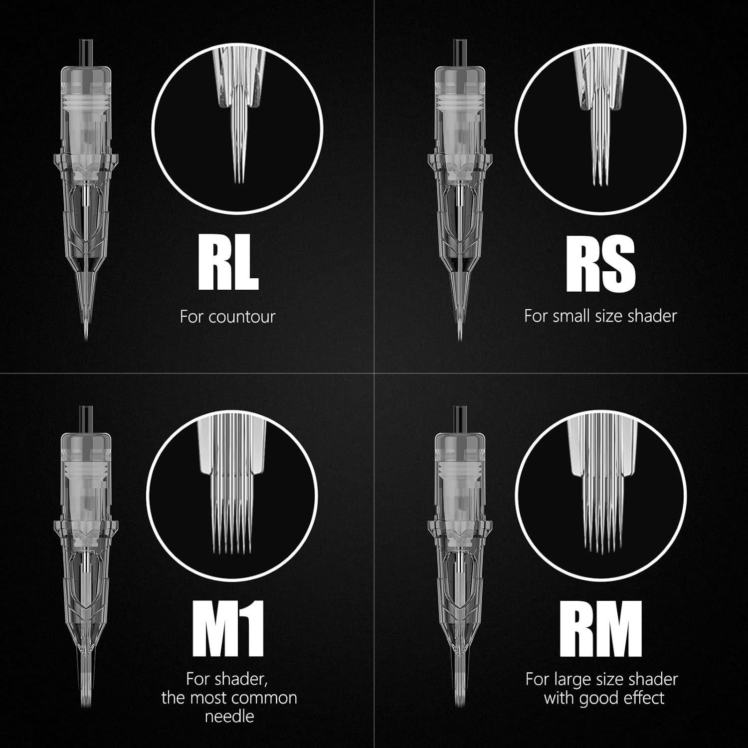 Cartuchos de Agujas de Tatuaje Kiss of Dragon 1201RL 0.35mm 20Pcs