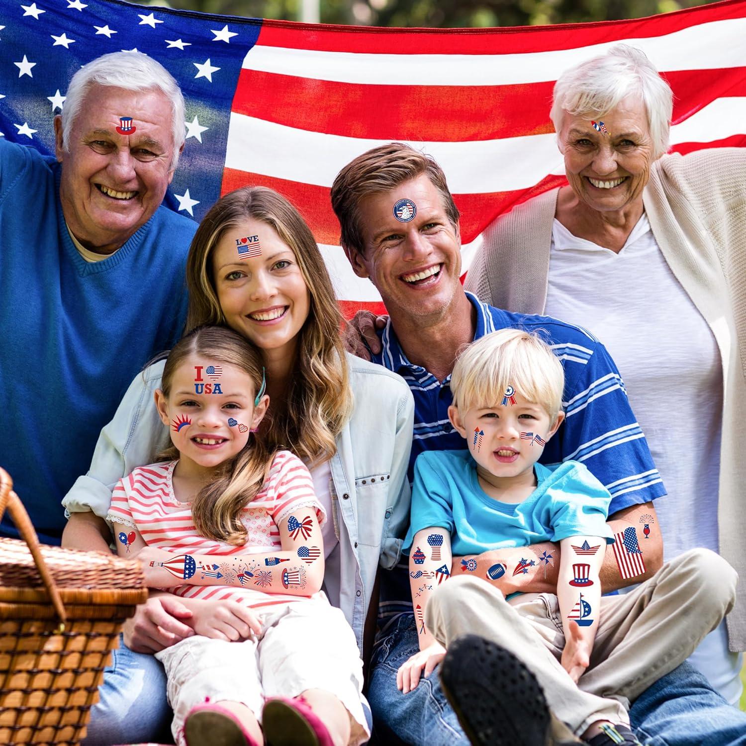 Tatuajes Temporales Patrióticos 106 PCS Huskein 4 de Julio