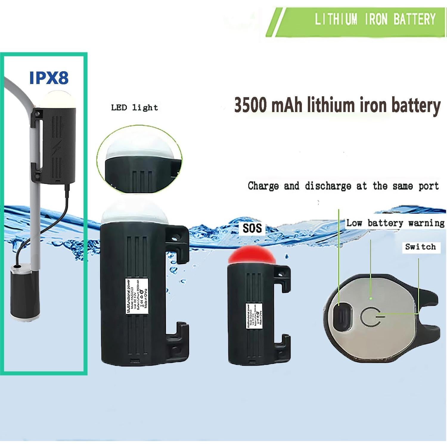 Bomba de Ducha Portátil HONG XIN ZHI DA Recargable IPX8