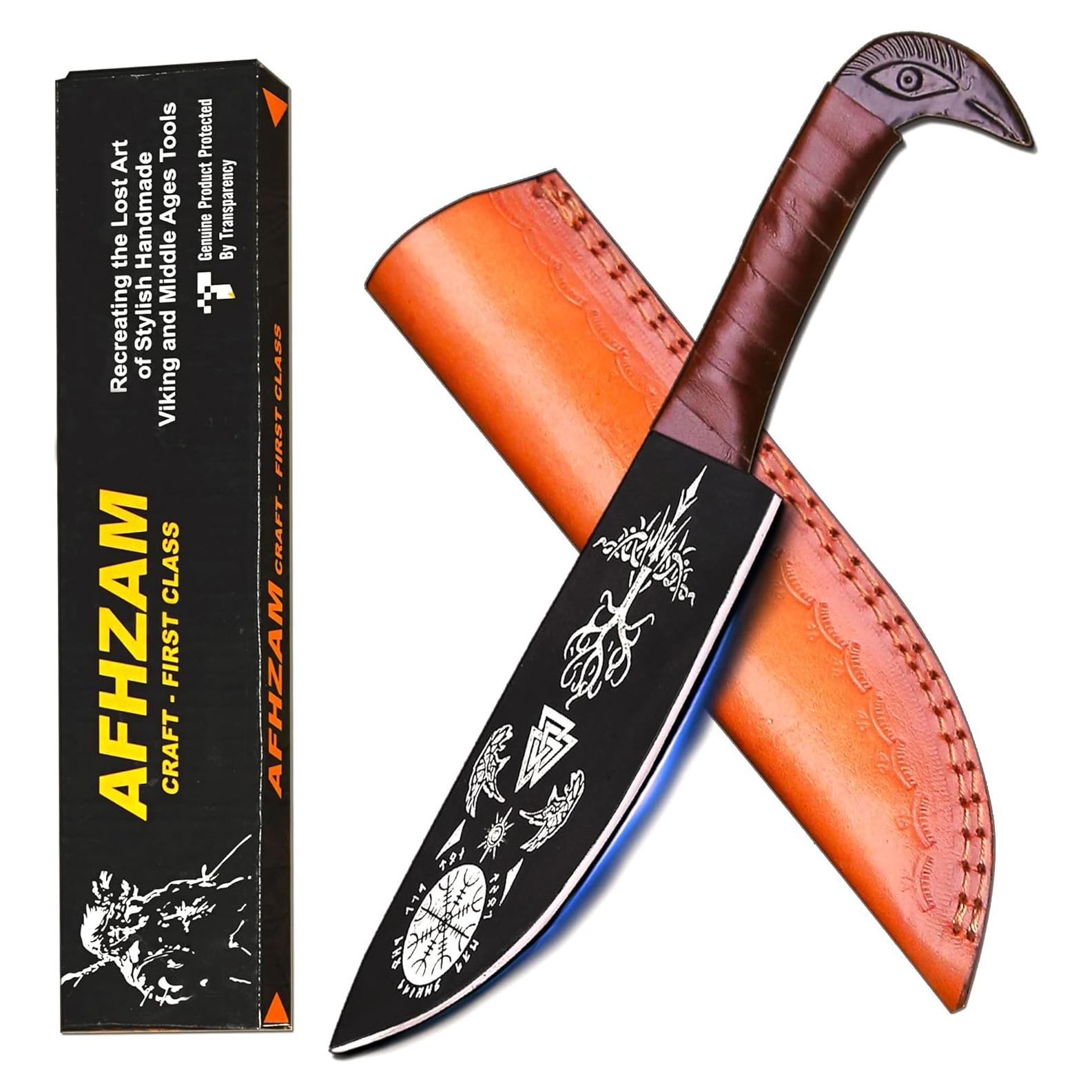 Cuchillo Vikingo Afhzam 15.2 cm Acero Alto Carbono con Funda