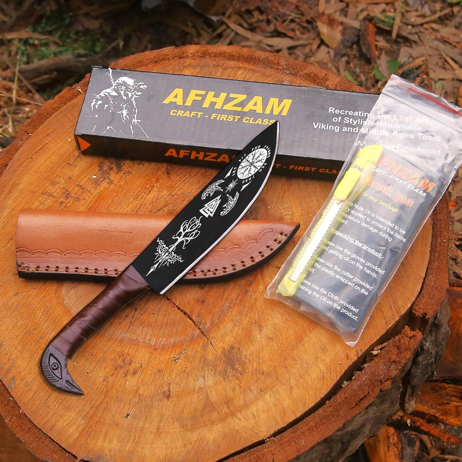 Cuchillo Vikingo Afhzam 15.2 cm Acero Alto Carbono con Funda