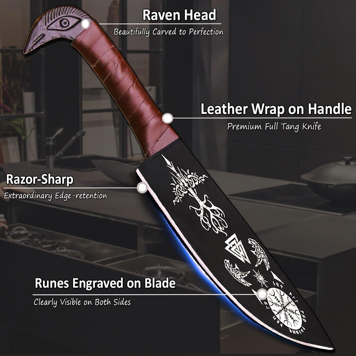 Cuchillo Vikingo Afhzam 15.2 cm Acero Alto Carbono con Funda