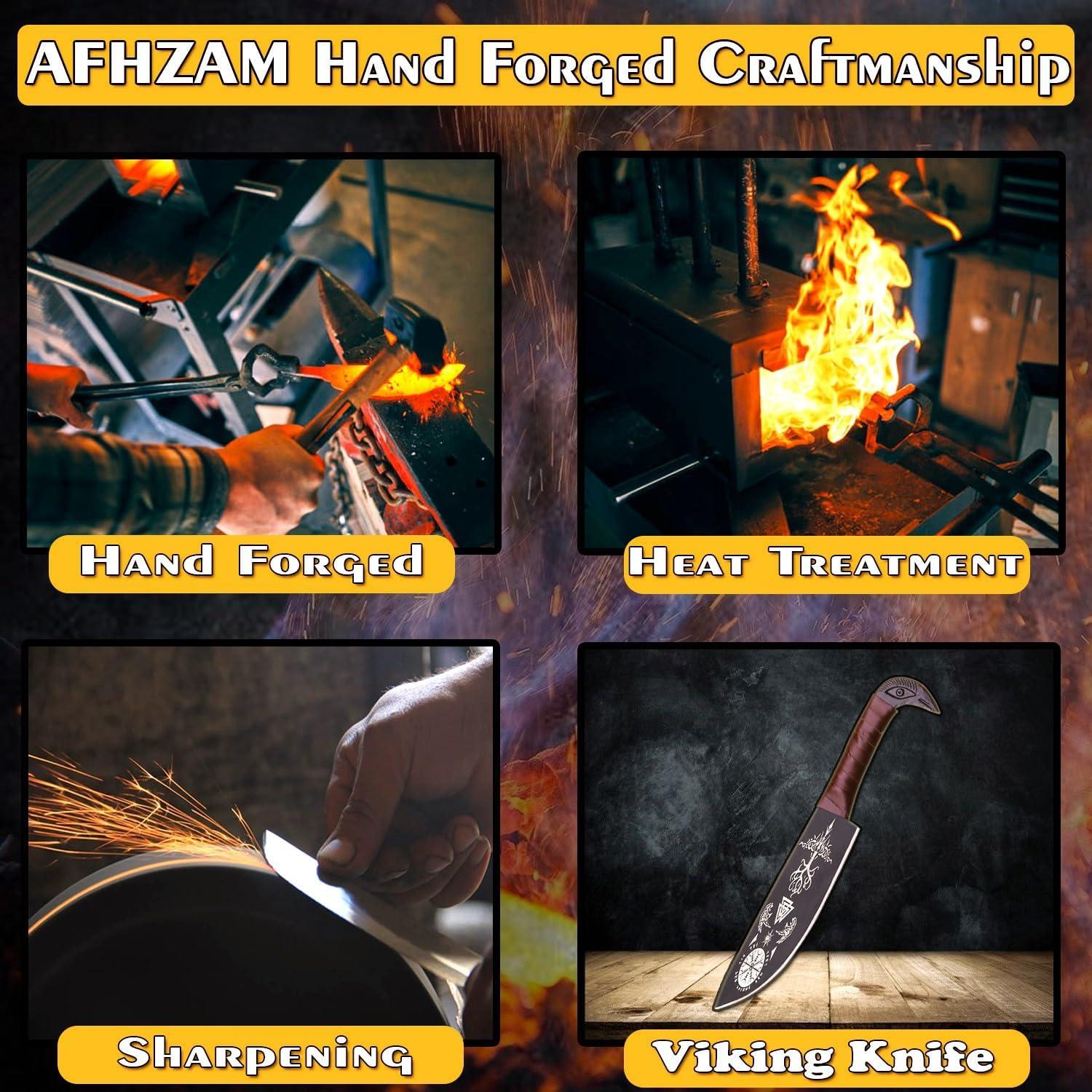 Cuchillo Vikingo Afhzam 15.2 cm Acero Alto Carbono con Funda