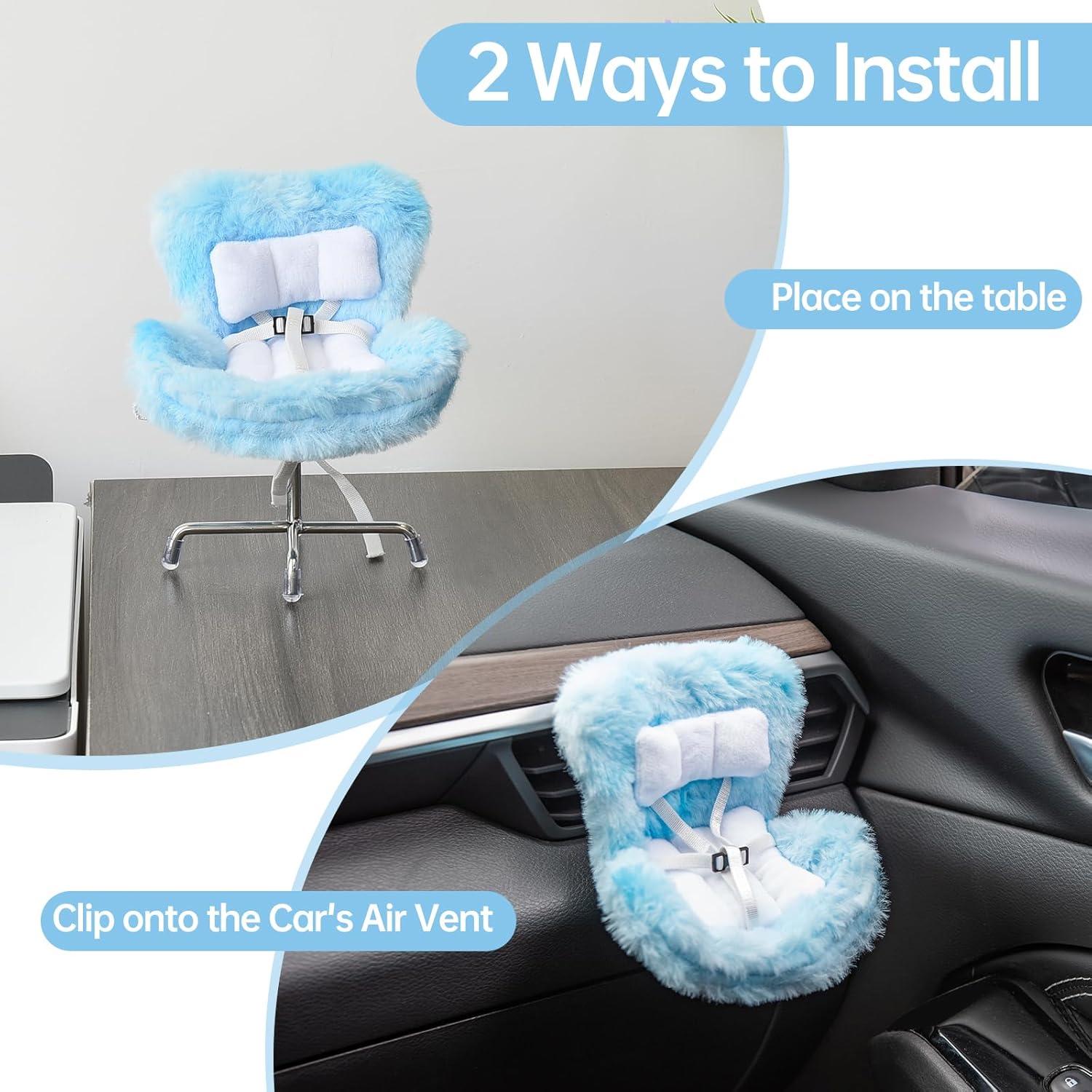 Asiento de Coche para Muñecas Ciunura Azul 17cm con Clip