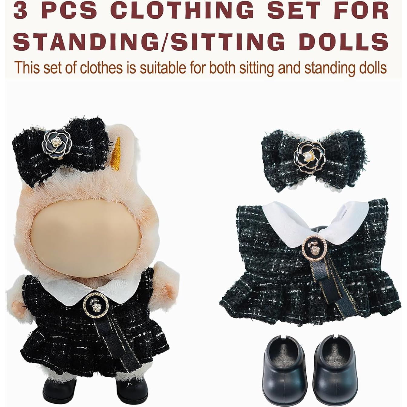 Conjunto de Ropa para Muñecas Labubu 17cm - Elegante 3 Piezas