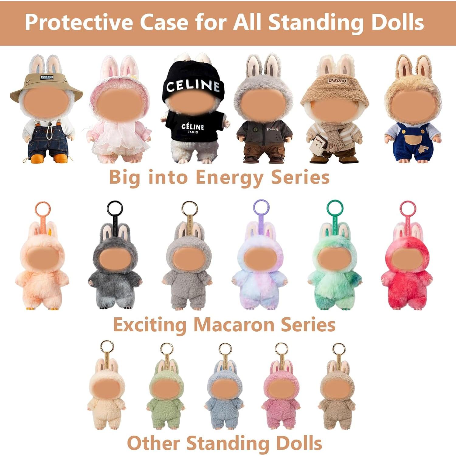 Funda Protectora Acrílica Labubu De Pie 10.5x9x17.5cm