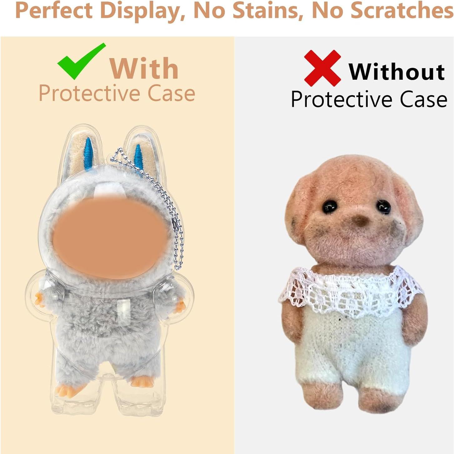 Funda Protectora Acrílica Labubu De Pie 10.5x9x17.5cm