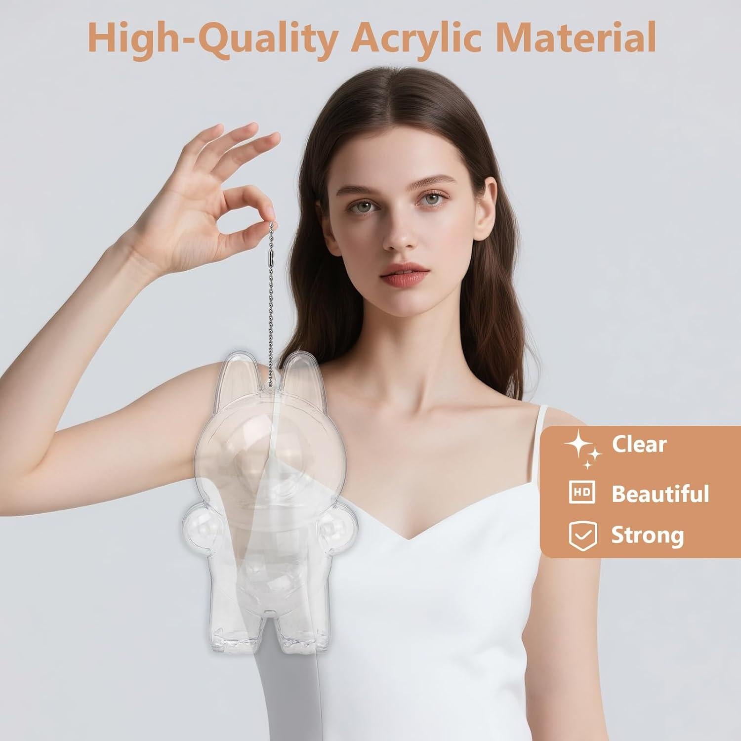 Funda Protectora Acrílica Labubu De Pie 10.5x9x17.5cm