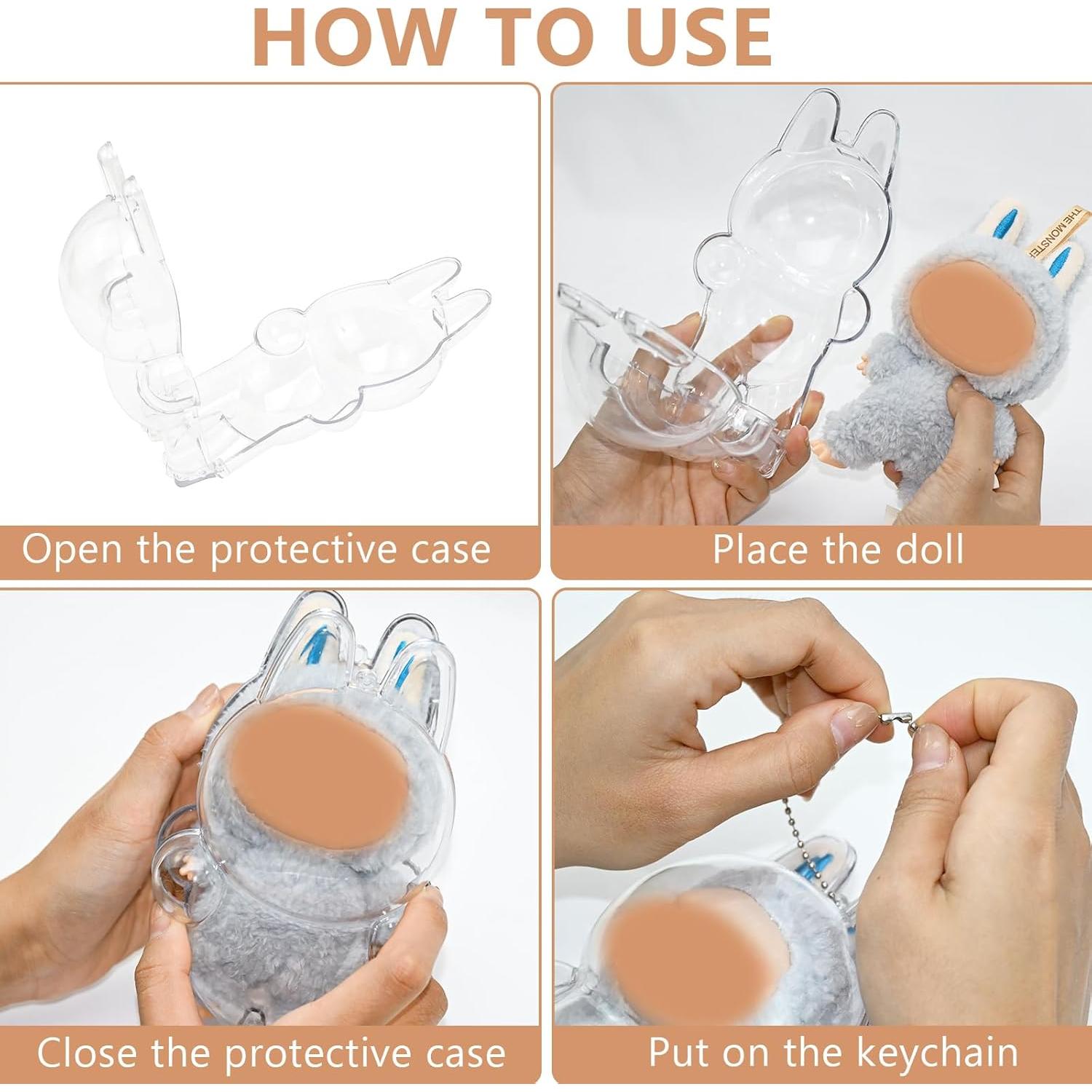 Funda Protectora Acrílica Labubu De Pie 10.5x9x17.5cm