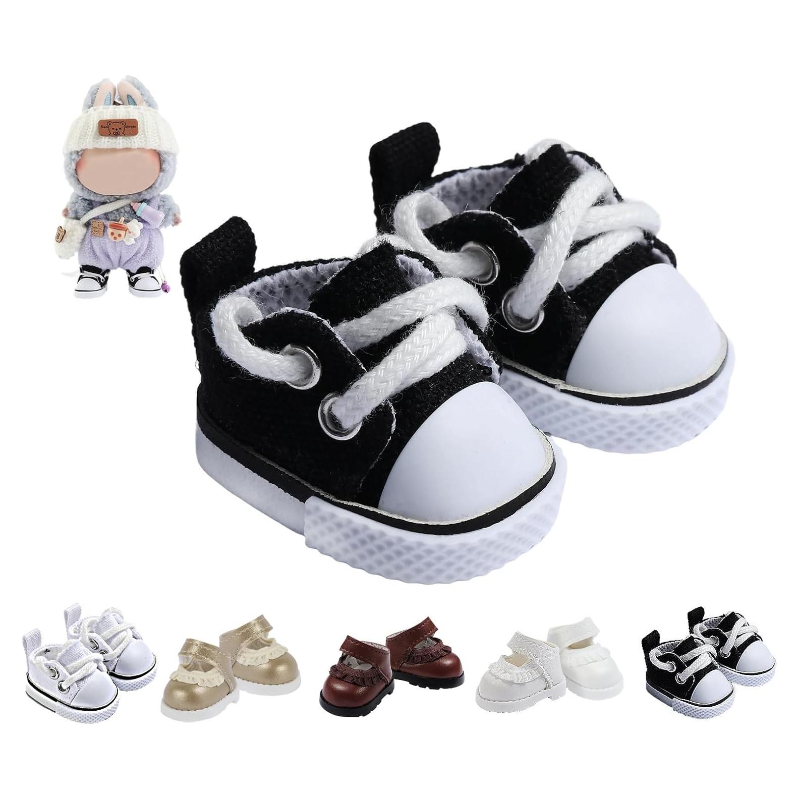 Zapatos de muñeca Ciunura Lona Negra 3.78 cm para Bubu
