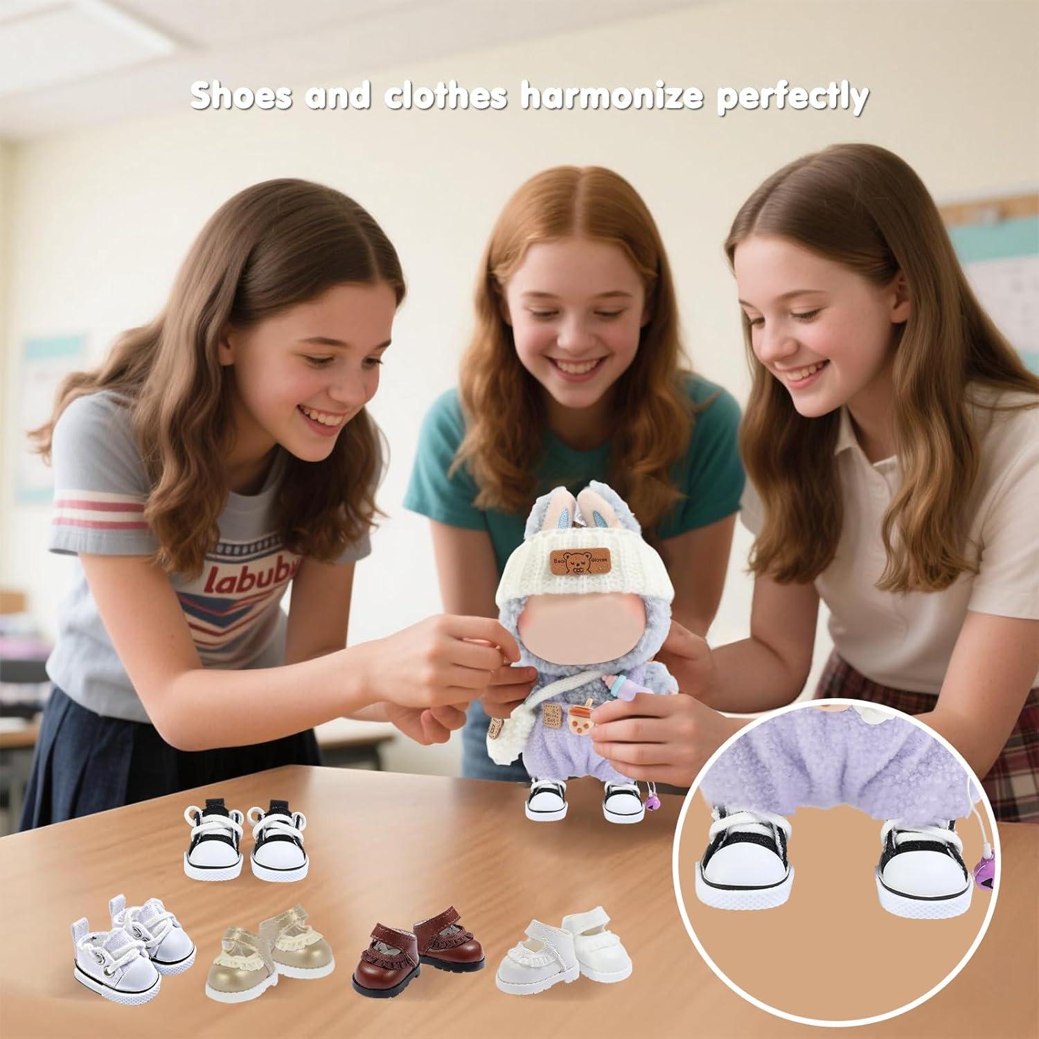 Zapatos de muñeca Ciunura Lona Negra 3.78 cm para Bubu