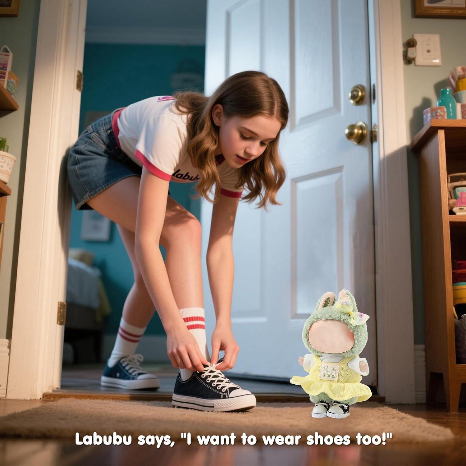 Zapatos de muñeca Ciunura Lona Negra 3.78 cm para Bubu