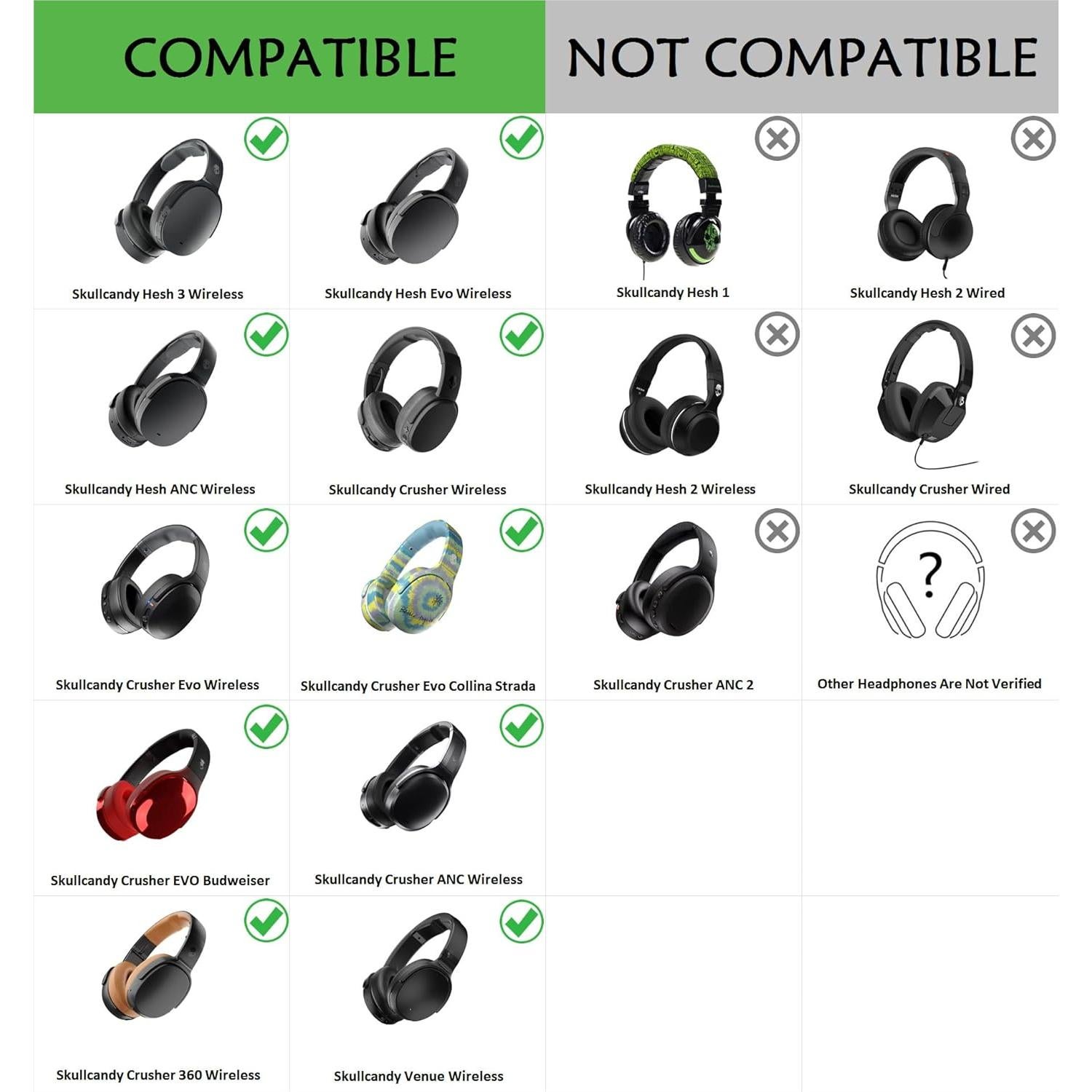 Almohadillas de Repuesto Aurivor para Skullcandy Crusher y Hesh 3