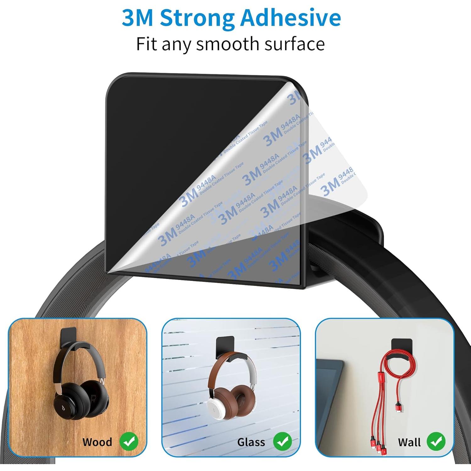 Soporte Adhesivo para Auriculares SOKUSIN - Gancho Universal Negro