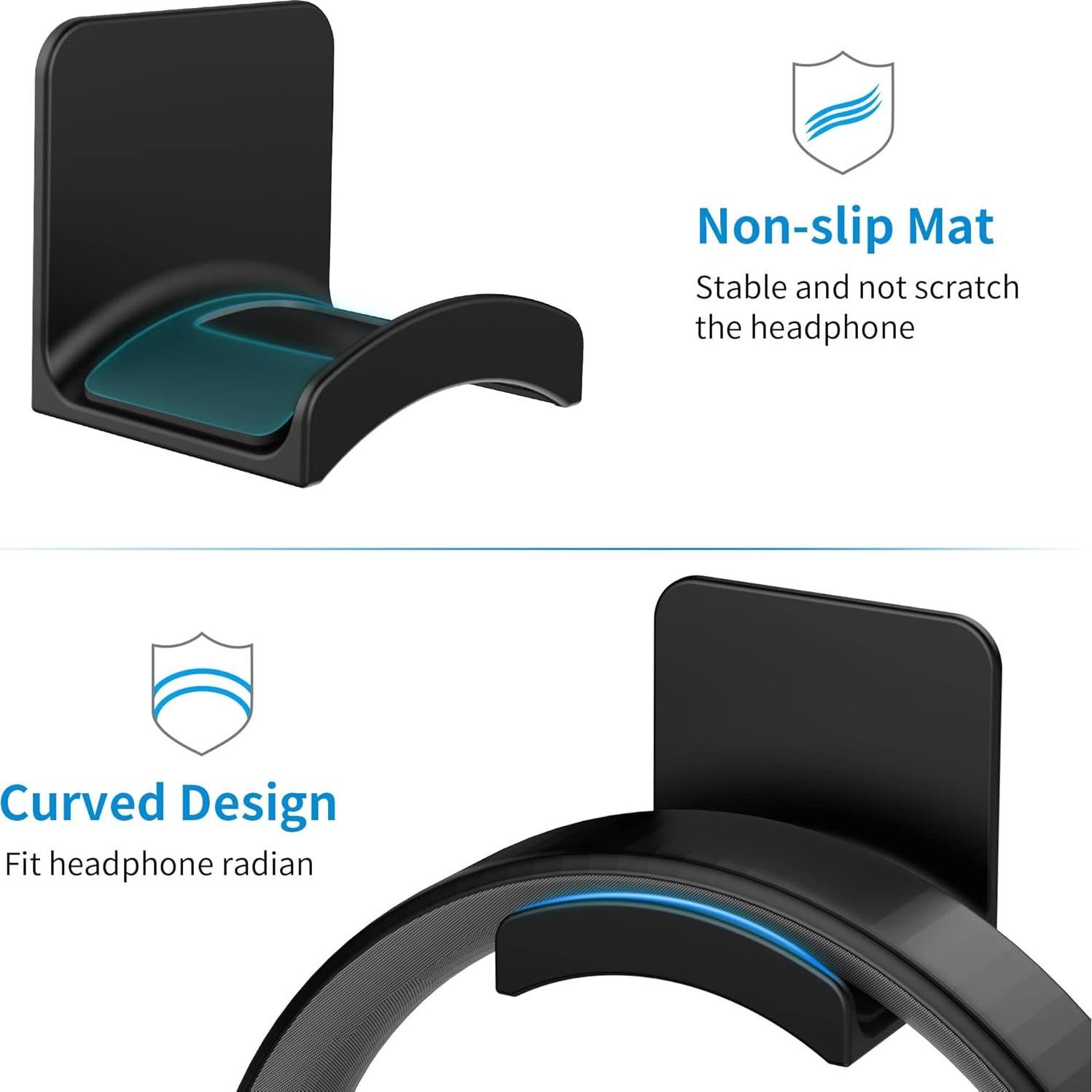 Soporte Adhesivo para Auriculares SOKUSIN - Gancho Universal Negro