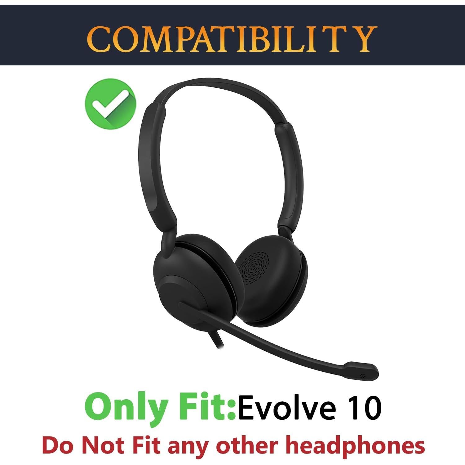 Almohadillas de Reemplazo SOULWIT para Auriculares Jabra Evolve 10 - Negro