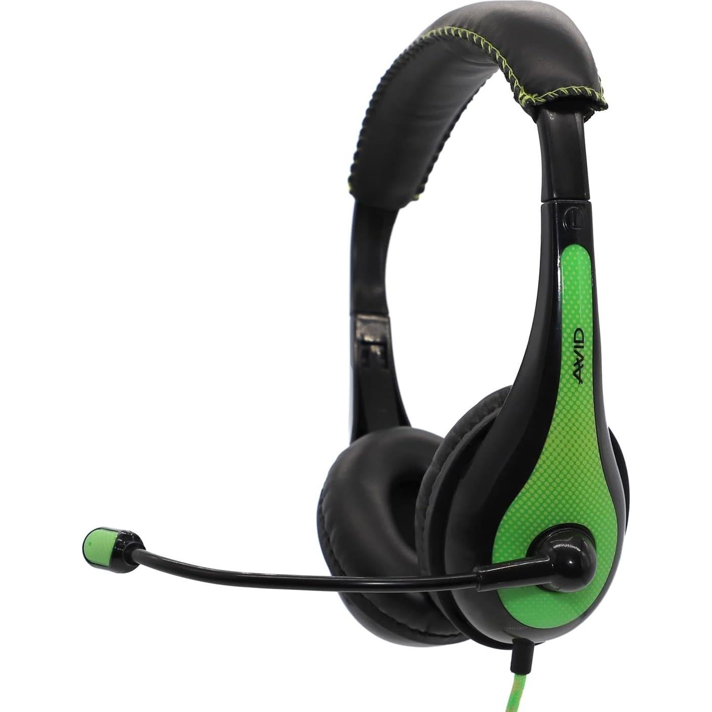 Auriculares Estéreo On-Ear Avid AE-36 Verdes con Micrófono - Paquete de 10