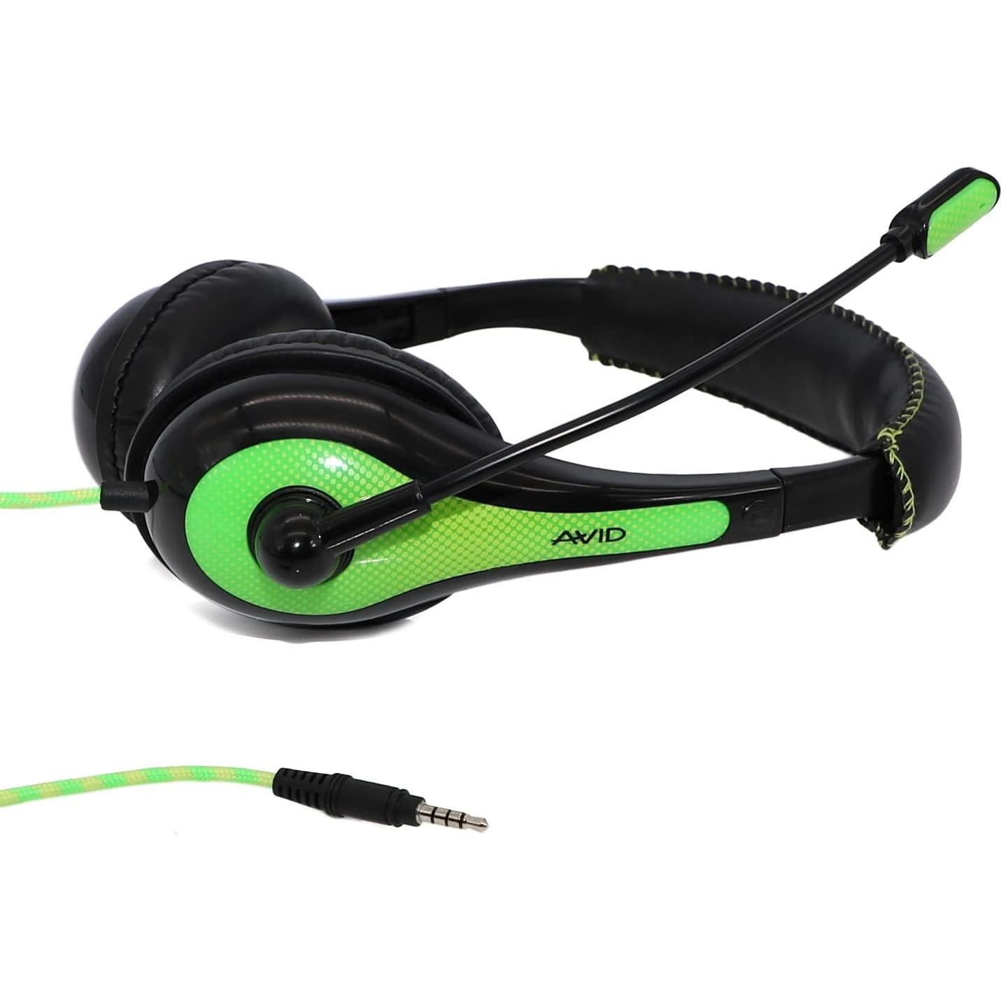 Auriculares Estéreo On-Ear Avid AE-36 Verdes con Micrófono - Paquete de 10