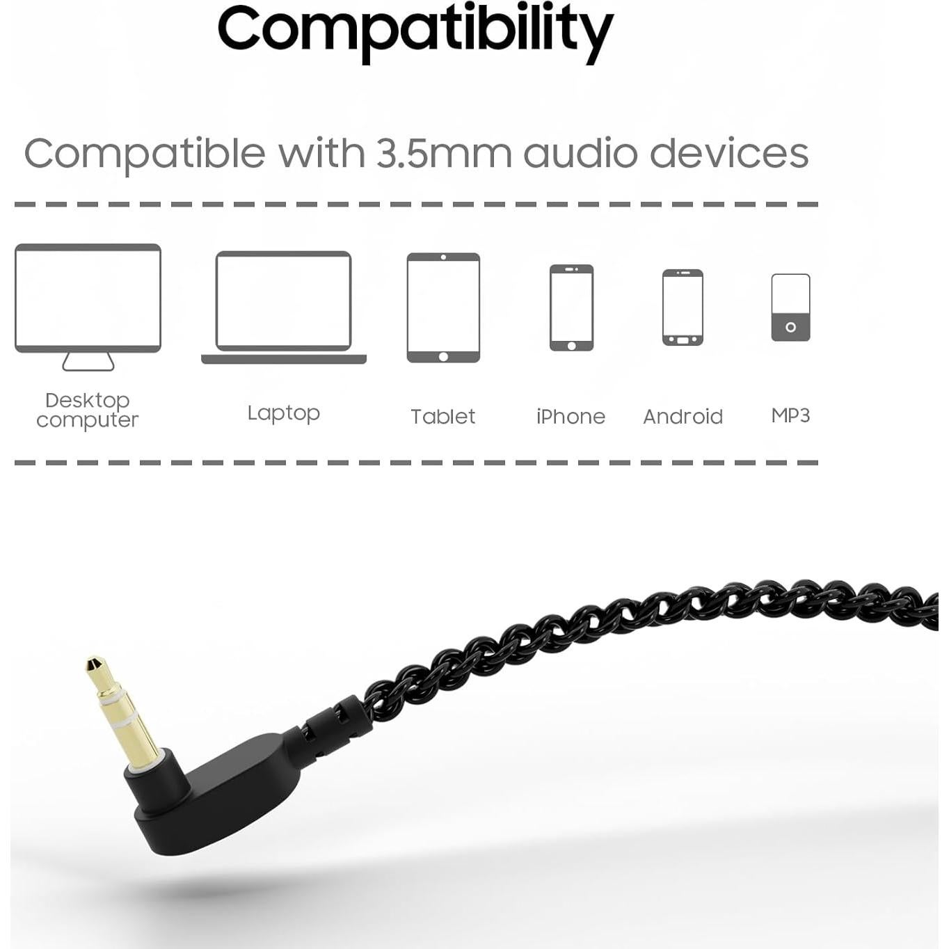 Cable de Reemplazo BASN BC100 MMCX Trenzado de Cobre 1.27m