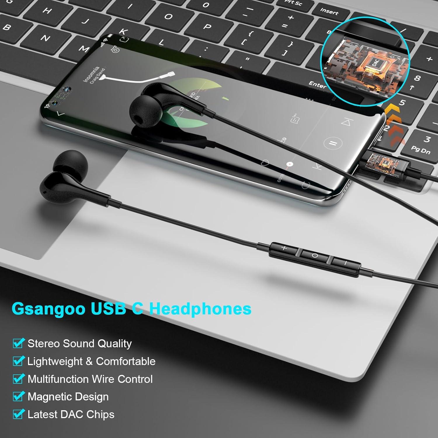 Auriculares USB C Gsangoo con Micrófono y Cancelación de Ruido