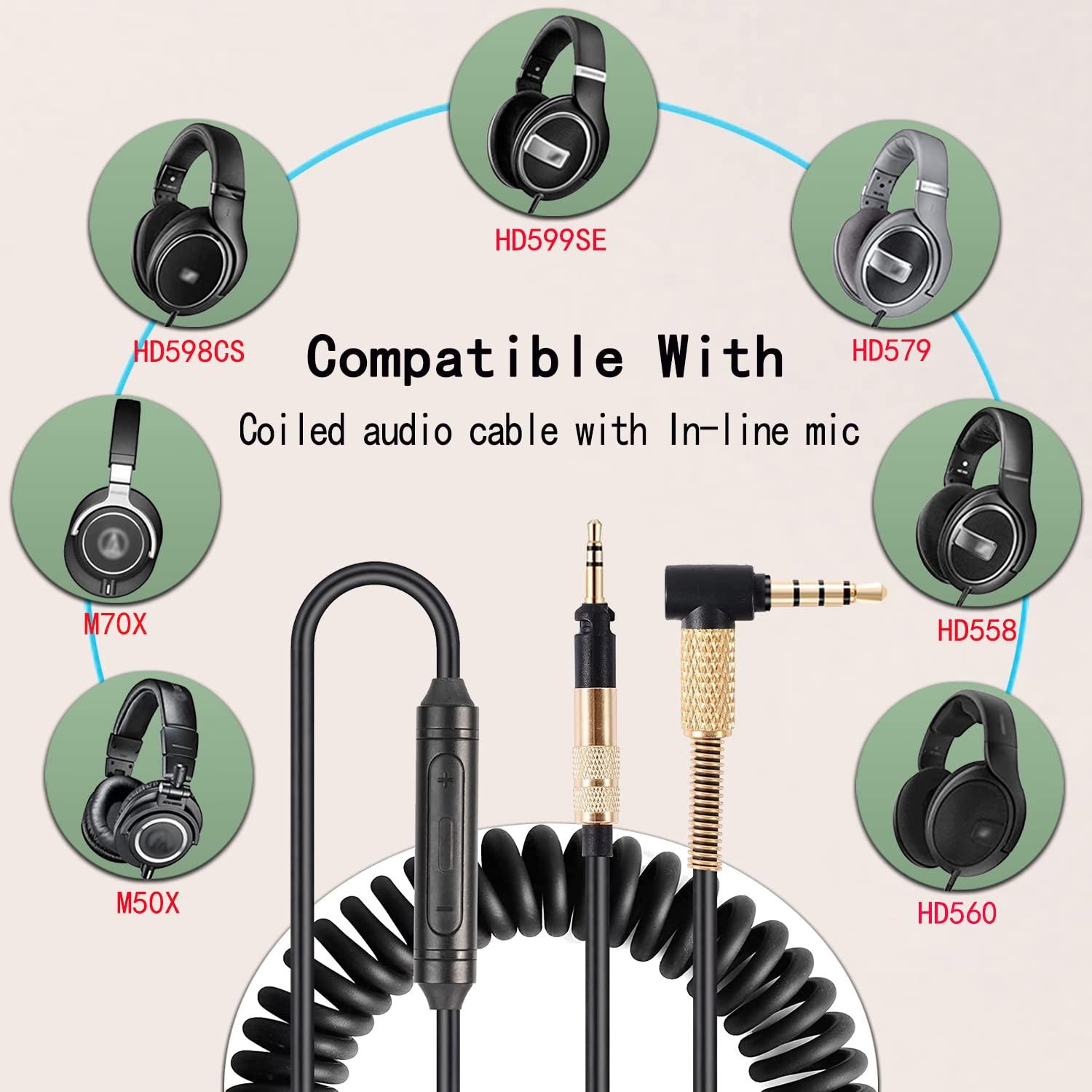 Cable de Audio Enrollado FAAEAL 1.3m-2.5m con Micrófono