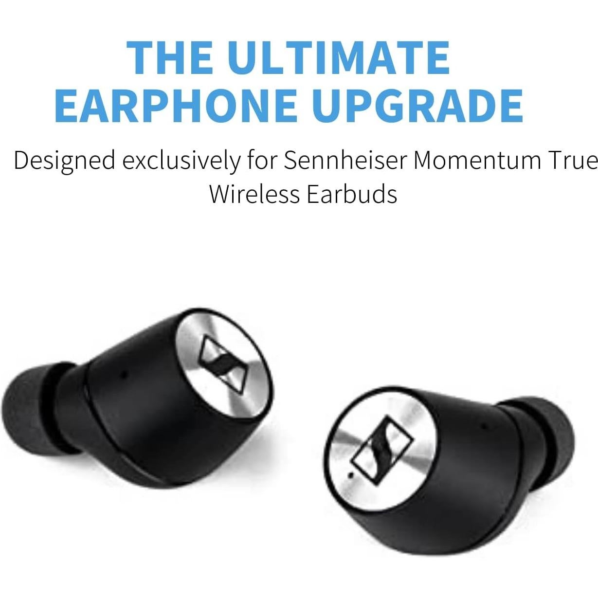 Consejos de espuma viscoelástica Comply TrueGrip para Sennheiser Momentum - 3 pares, Grande, Negro