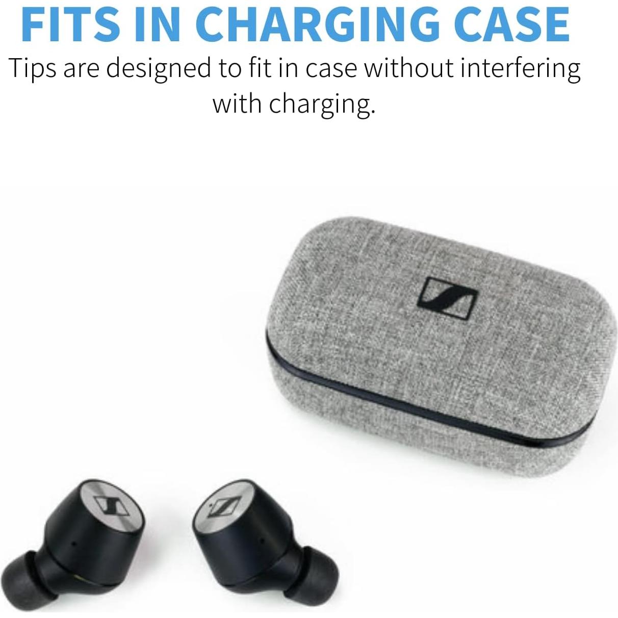 Consejos de espuma viscoelástica Comply TrueGrip para Sennheiser Momentum - 3 pares, Grande, Negro