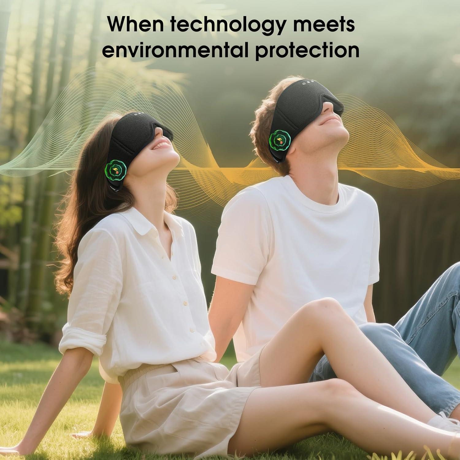 Máscara de Ojos Bluetooth ZHENYEMEI 3D Algodón Bambú Negro