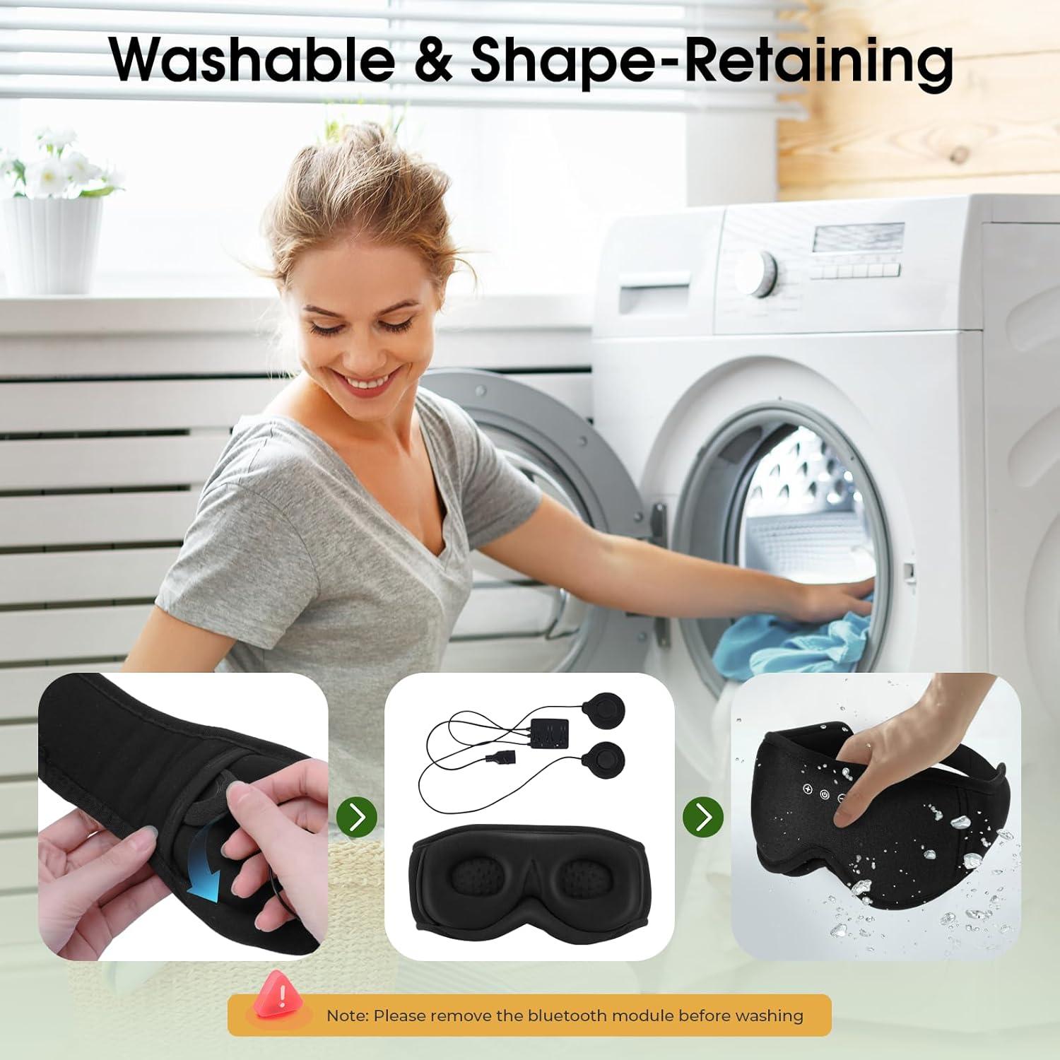 Máscara de Ojos Bluetooth ZHENYEMEI 3D Algodón Bambú Negro