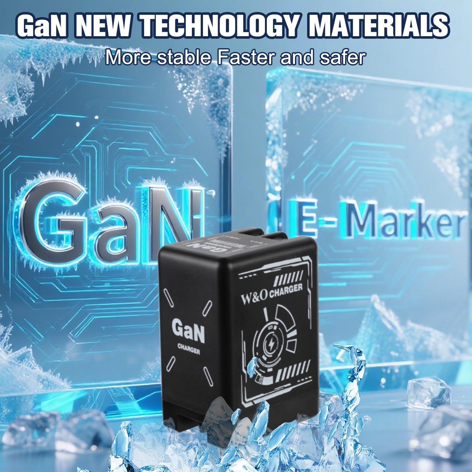 Cargador W&O GaN 2-en-1 Carga Rápida con Cables Tipo-C y Lightning