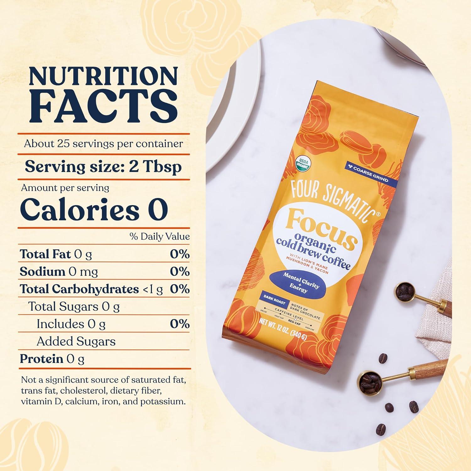 Café Frío Orgánico Cuatro Sigmatic 340 g con Melena de León