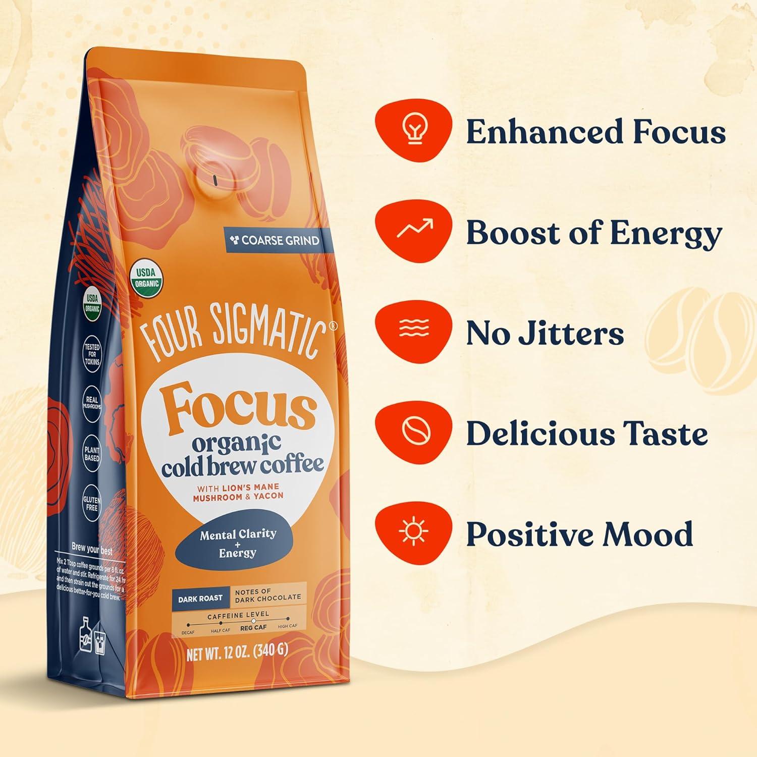 Café Frío Orgánico Cuatro Sigmatic 340 g con Melena de León