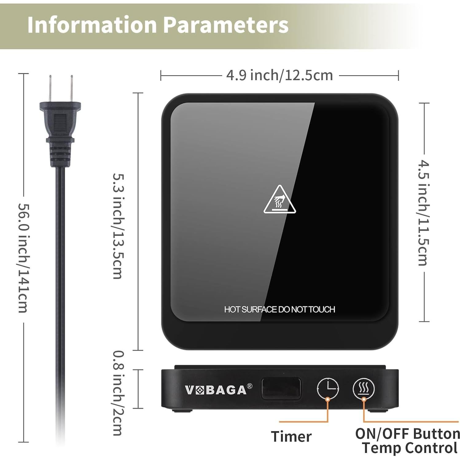 Calentador de Tazas VOBAGA con 5 Temperaturas y Apagado Automático