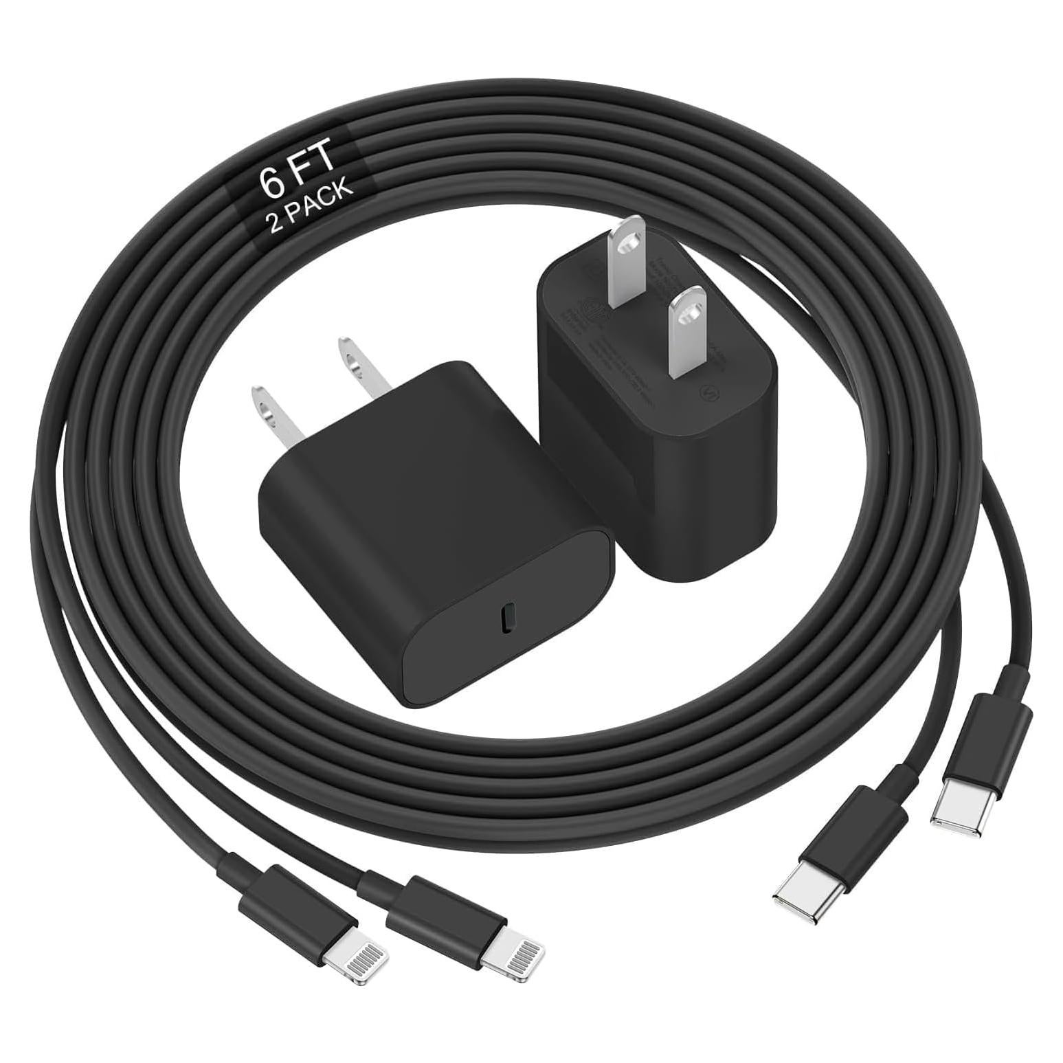 Cargador Rápido 20W deloni + Cable USB-C a Lightning 6 pies - Negro