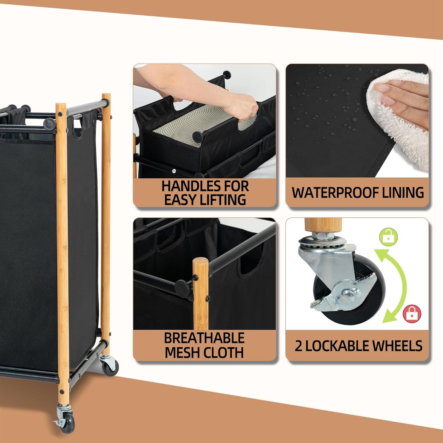 Sorter de Ropa STORAGE MANIAC 3 Secciones 135L con Ruedas