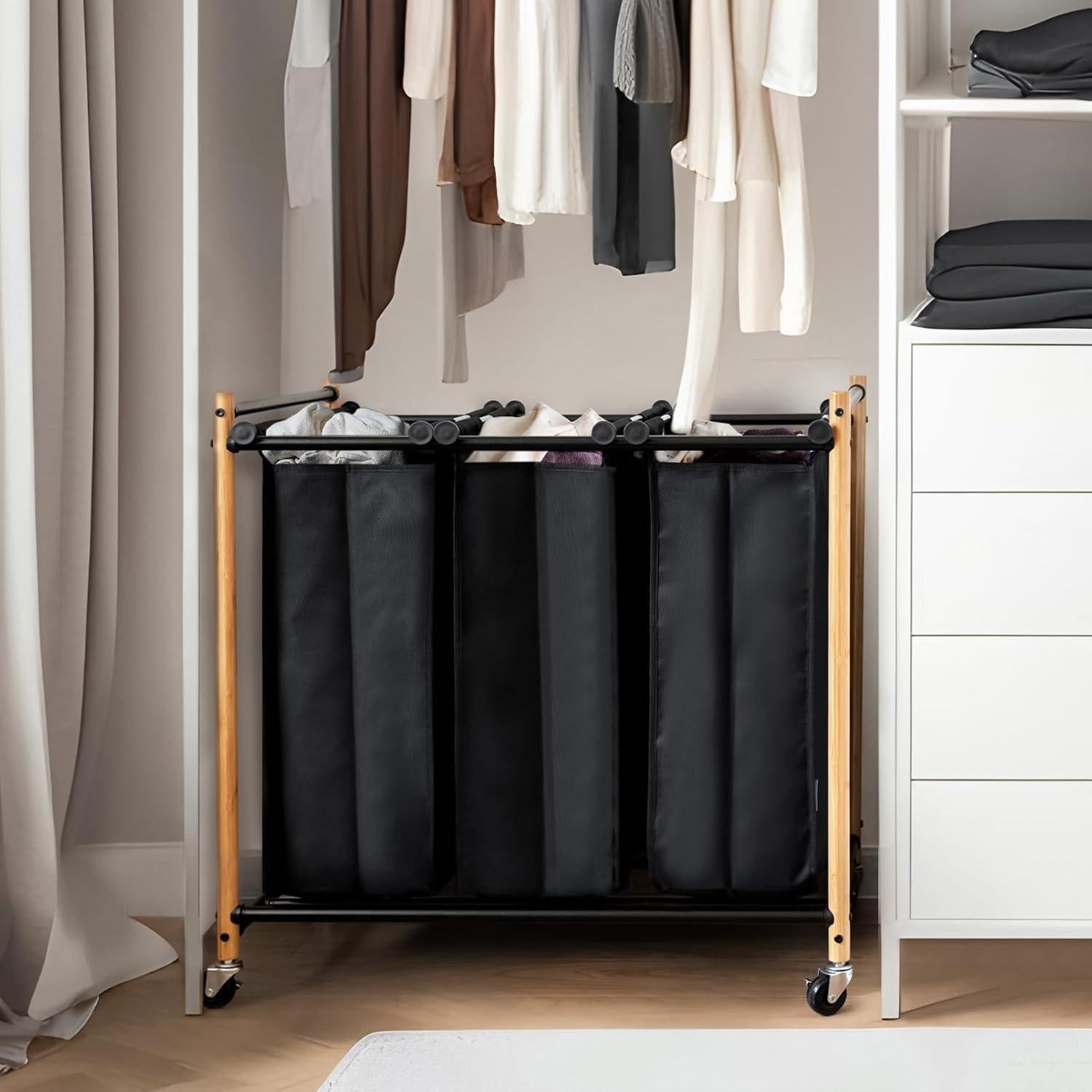 Sorter de Ropa STORAGE MANIAC 3 Secciones 135L con Ruedas