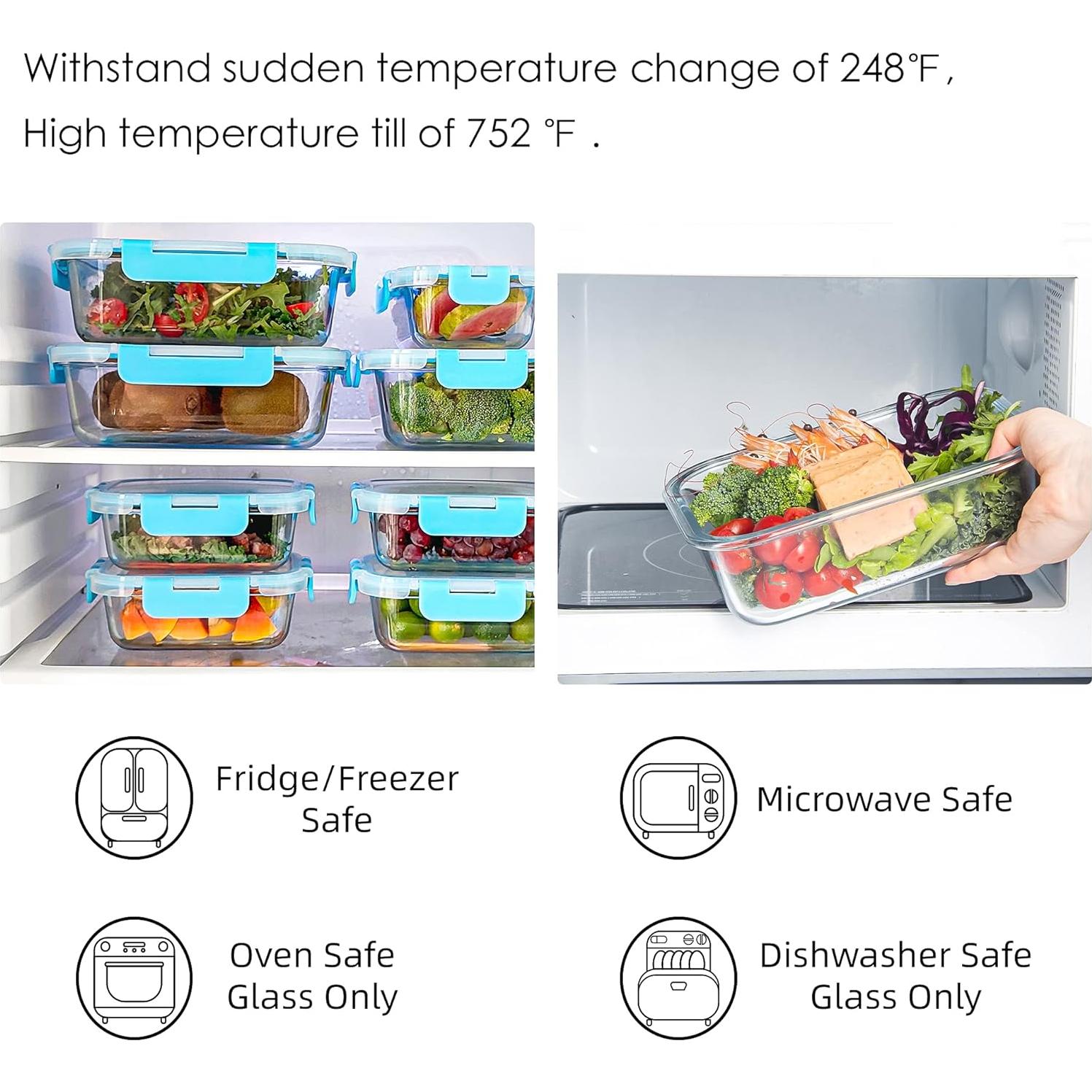 Paquete de 10 Contenedores de Almacenamiento de Vidrio YARYOUNG