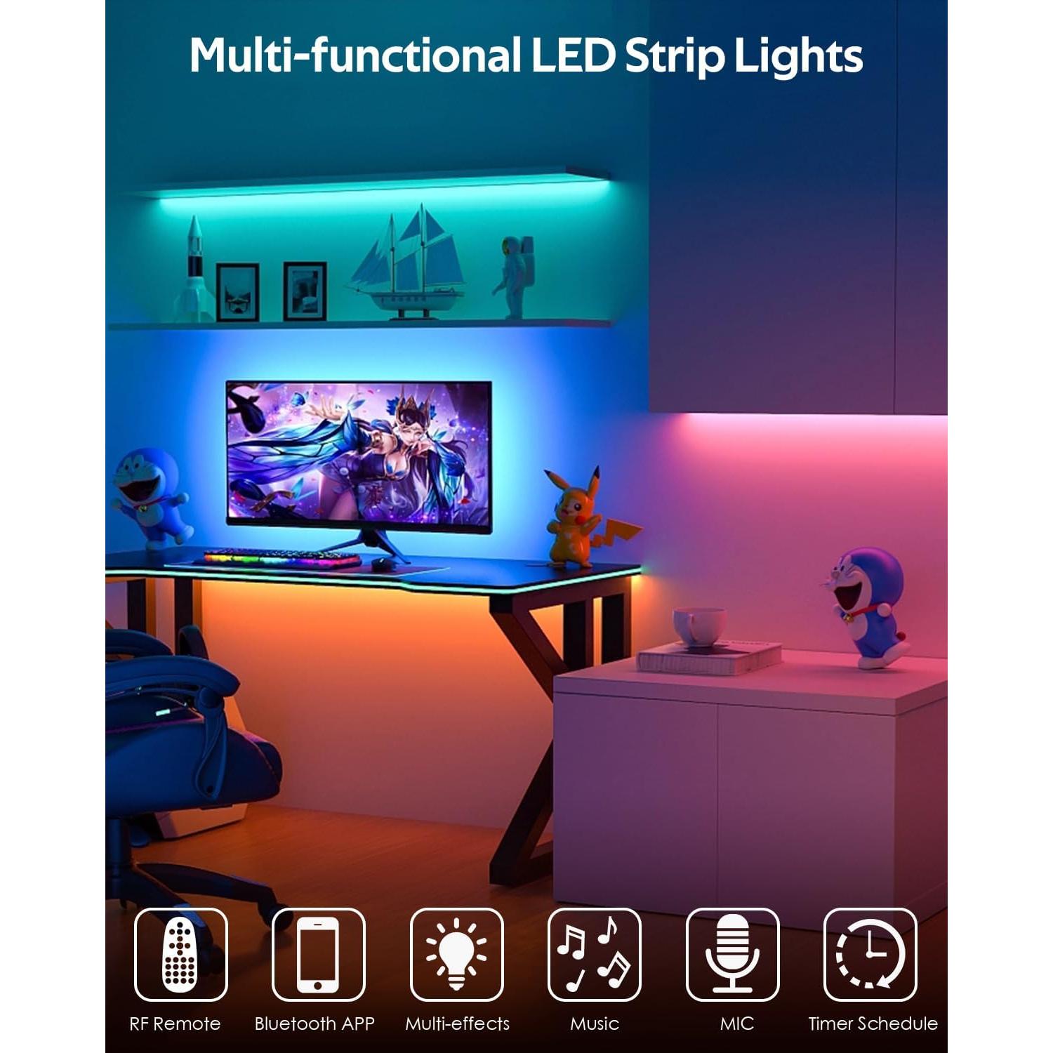 Tira LED RGB IC 5M Aclorol con Control APP y Sincronización de Música