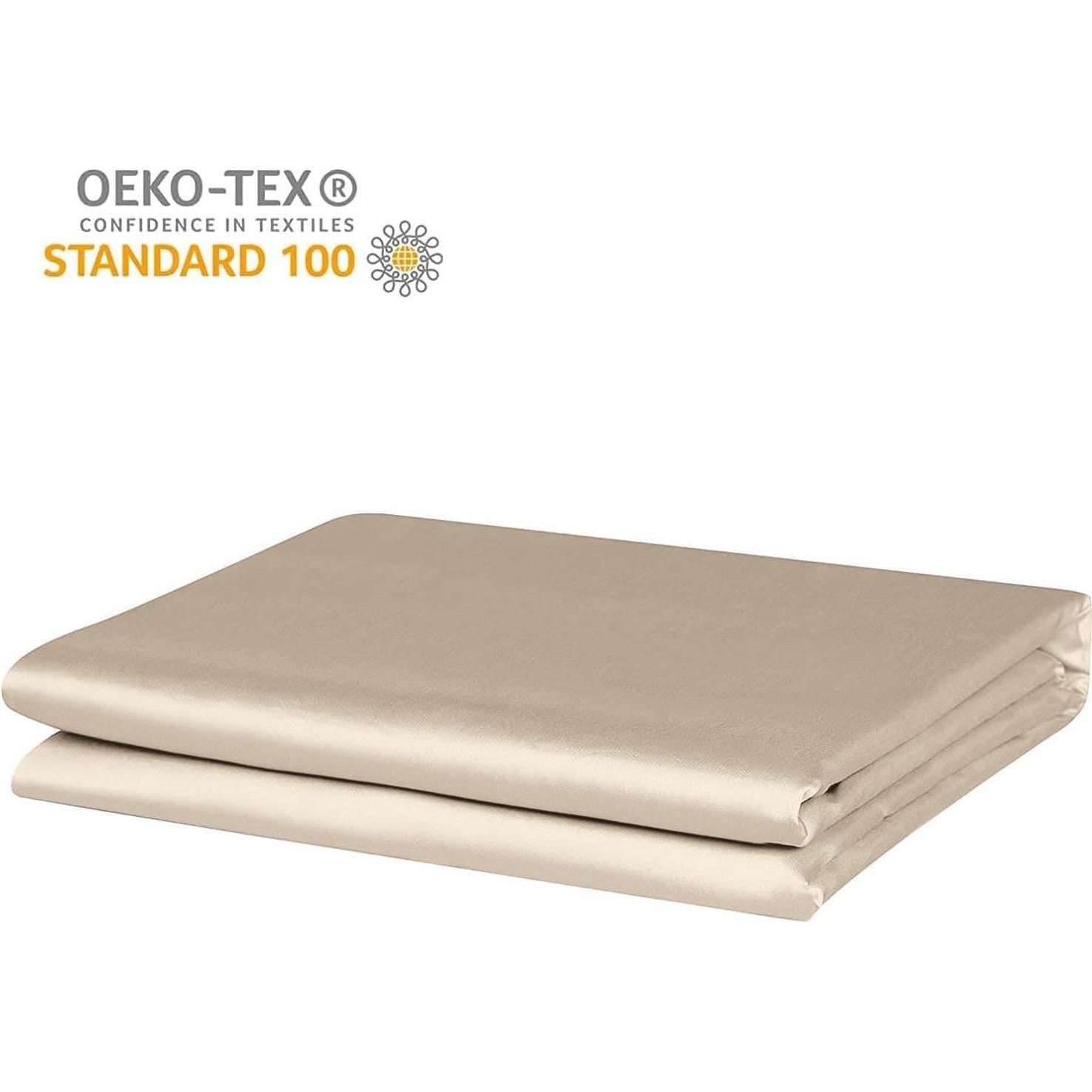 Sábana Ajustable Individual Shunjie.Home 400 Hilos Viscosa Beige