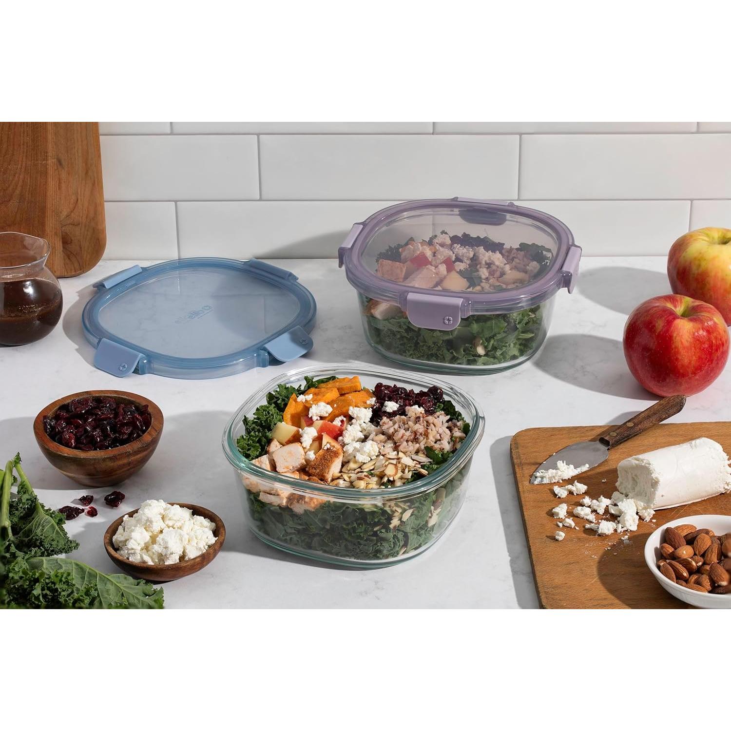 Contenedores de Vidrio Ello Color Lock 7 Tazas 4 Piezas