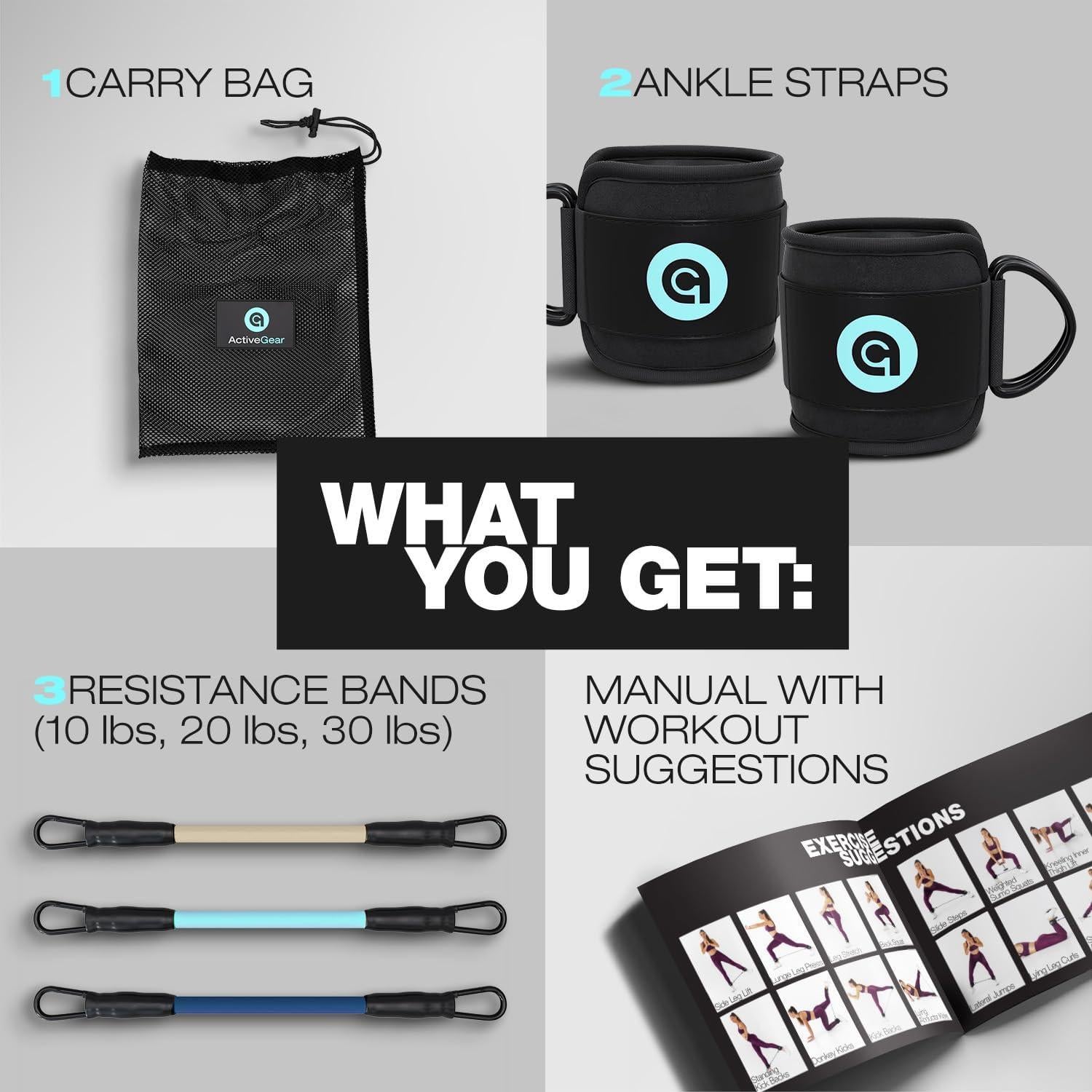 Bandas de Resistencia para Tobillos ActiveGear - 3 Niveles