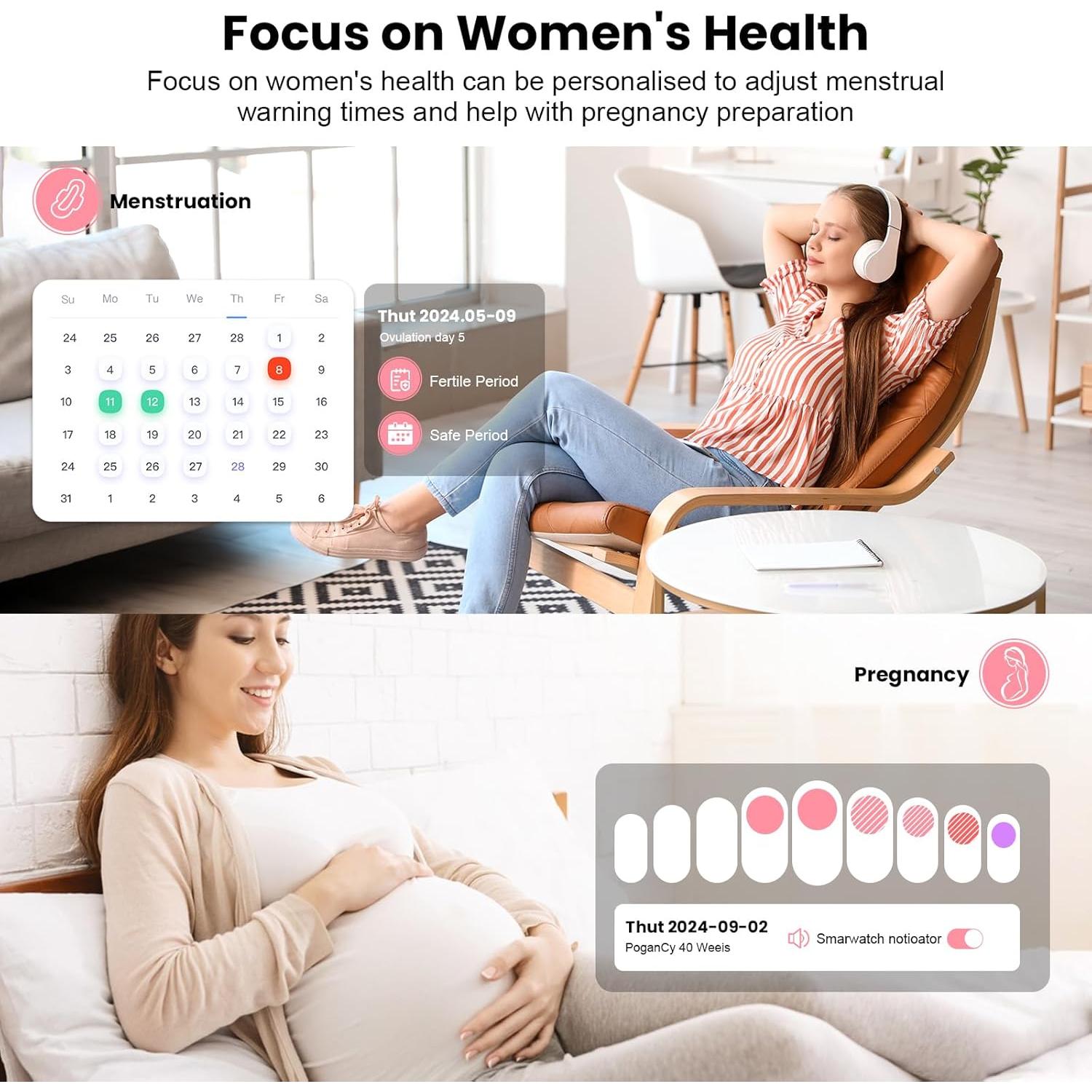 Reloj Inteligente Fitness Loekneue G93 1.39" IP68 Salud Mujer