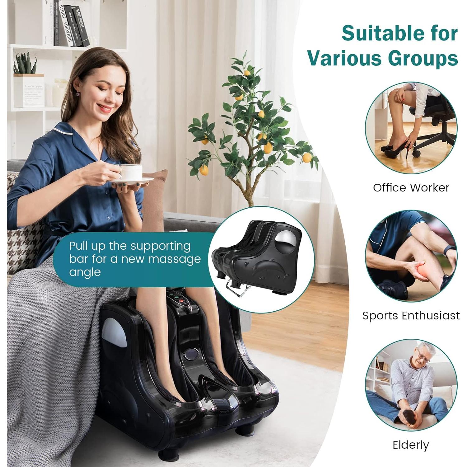 Masajeador eléctrico de pies y pantorrillas COSTWAY LMF-01 con calefacción y vibración