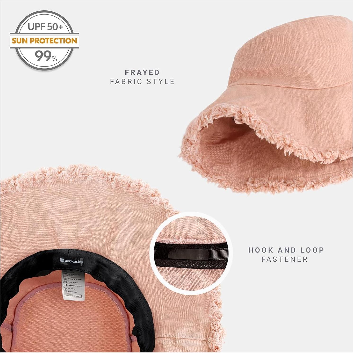 Sombrero de Cubo Desgastado CHOK.LIDS Unisex Algodón Rosa Antiguo