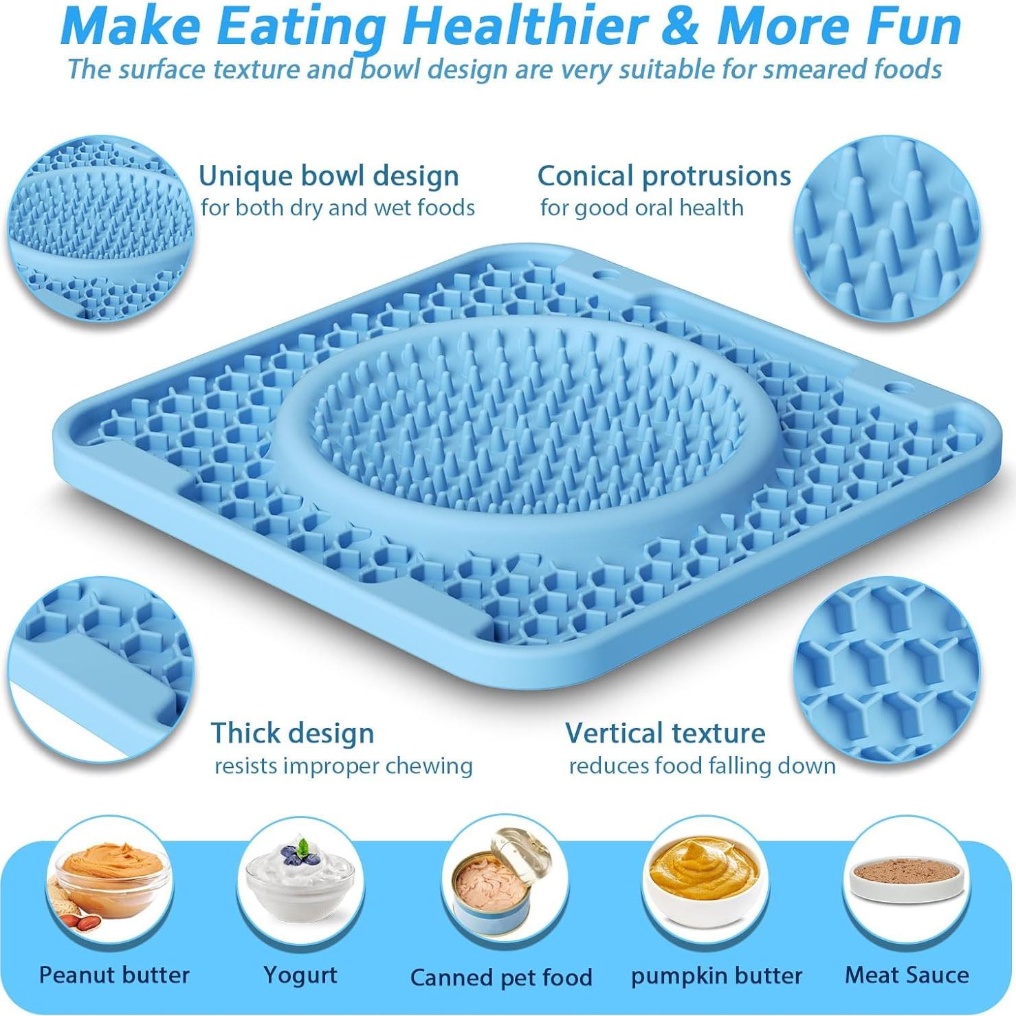 Alfombrilla de Lamer para Perros y Gatos HOSGOT Azul 3 en 1