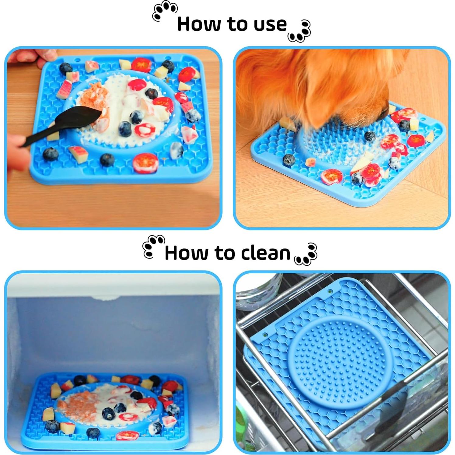 Alfombrilla de Lamer para Perros y Gatos HOSGOT Azul 3 en 1