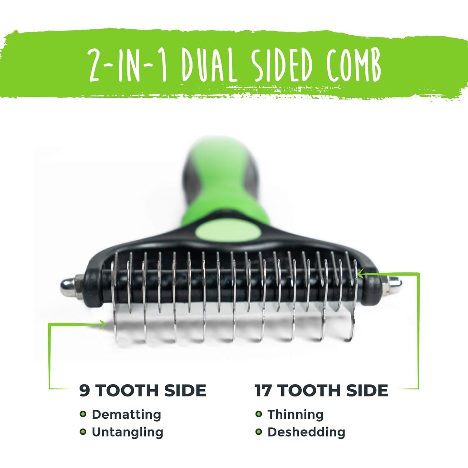 Cepillo de Aseo para Perros Mighty Paw - Peine Doble Cara 2 en 1