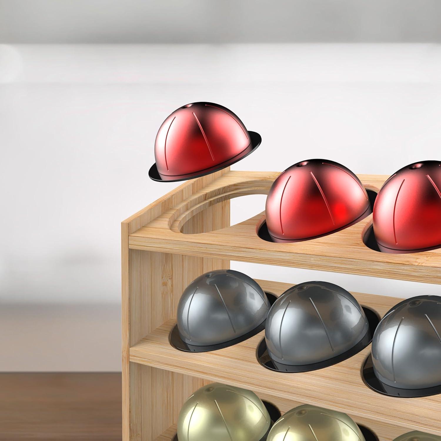 Soporte para 20 Cápsulas Nespresso Vertuo GALVANOX de Bambú