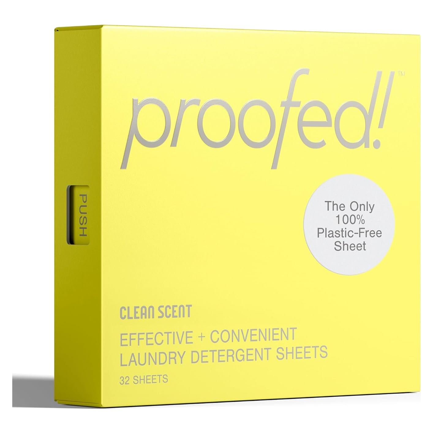 Hojas de detergente para lavandería Proofed! 32 unidades aroma limpio
